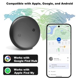 GPS Tracker for Vehicles, Work with Google Find Hub (Android Only) and Find My (iOS Only) Magnetic Case Car GPS Tracker Global Coverage Hidden Locator,Waterproof, No Monthly Fee or Subscription-Black