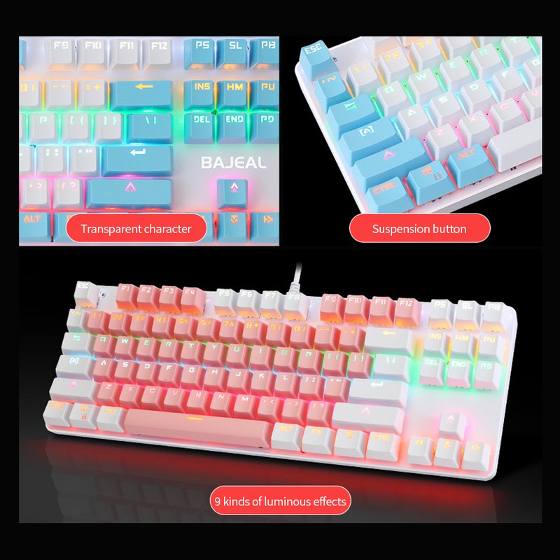 BAJEAL 87 Keys Wired Mechanical Keyboard Mixed Light Mechanical Keyboard