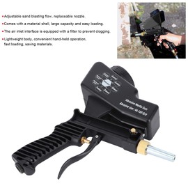 Pistola de chorro de arena, pistola de chorro de por gravedad, pistola de chorro de pequeña tipo gravedad portátil, chorro de arena, suministros para automóviles(negro)