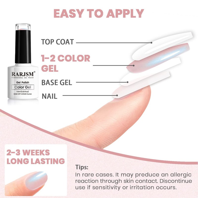RARJSM Light Pink Pearl Gel Nail Polish Pearlescent Shell Purple
