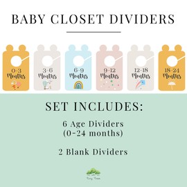 Tiny Trees Baby Wardrobe Dividers in Gift Box - 8X Unisex Baby Clothes Dividers 0-24 Months - Newborn Baby Gifts for Parents, Baby Clothes Organiser and Nursery Closet Age Divider