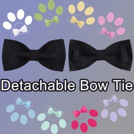 ARING PET Bowtie Dog Collar, Cotton Black Dog Collar with Bow, Adjustable Wedding Dog Collars Gift with Metal Buckle for Small Medium Large Boy and Girl Dogs