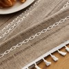 ZeeMart Hemstitched Embroidery Striped Boho Tablecloth 60x120 Inch Cocoa Brown,