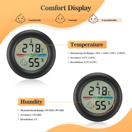 Thlevel Hygrometer Thermometer Humidity Meter Digital with Comfort Levels Indicator and Holder Indoor Temperature Room Thermometer for Office Living Room Greenhouse 2 Pieces