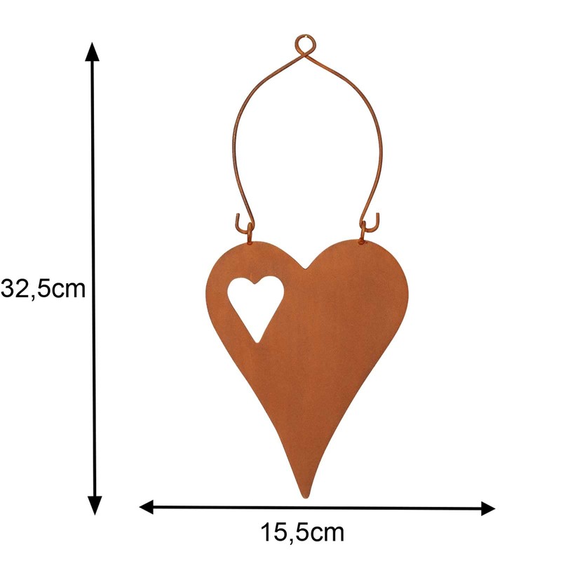 Storm's Gartenzaubereien Decorative Heart in Rust Look for Labelling, Set