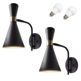 MingBright Rotatable Retro Wall Sconce, Bedroom Wall Light Fixture for Girl Boy Birthday Gift Wall Art Light with Natural White Lighting (2 Pack, A19 Bulbs Included)