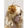 Gold Flora Feather Bead Corsage Hair Fascinator on Hairband Clip