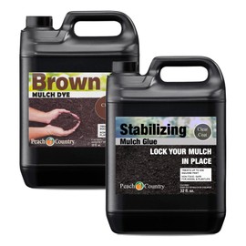 Chocolate Brown Mulch Dye Color Concentrate (1 Quart, Black) and Stabilizing Mulch Glue Binder (1 Quart)