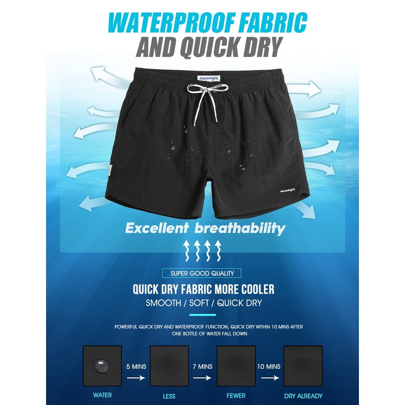 MaaMgic Mens Swim Trunks with Mesh Lining Quick Dry Mens