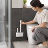 Wall-Mounted Silicone Toilet Brush Set with Holder & Detail Brush,