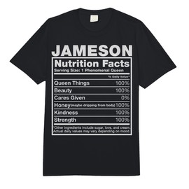 Jameson Nutrition Facts T-Shirt Jameson Name Birthday Shirt Comfort Colors Adult Heavyweight T-Shirt