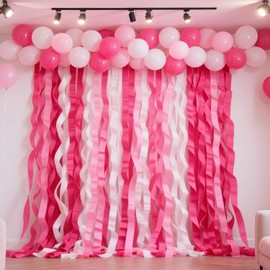 Crepe Paper Streamers Hot Pink 492ft Birthday Party Decorations for Door, Ceiling,Backdrop, Princess Birthday Party Decorations-6 Rolls Each 25 Meters 1.7in Wide