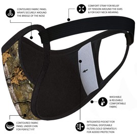 Safe+Mate by Case-Mate SM044442 Cloth Face Mask, Washable & Reusable, Adult Size, S/M, Cotton, Filtered, Hunter Camo, Cloth Face Mask, Washable & Reusable, Adult S/M, Cotton with Filter, Hunter Camo