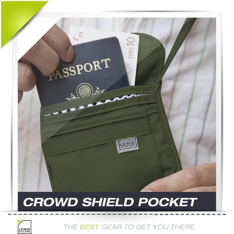 Lewis N. Clark Men's RFID Blocking Stash Wallet, Travel Neck