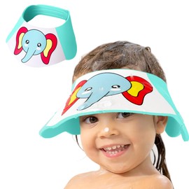 Baby Shower Caps Shield - Adjustable Kids Bath Visor Hat Shampoo Washing Hair Protection Soft Cartoon for Toddler (Blue)