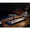 Dacasso Black Leather Double Gold Accents Pen Stand