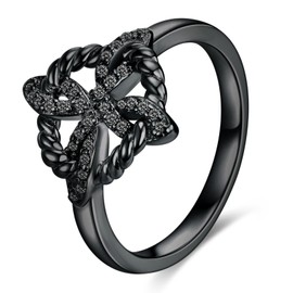 TYSO Witches Knot Ring 925 Sterling Silver Celtic Rings for Women Love Knot Ring Witch Jewelry Birthday Gift for Lover Wife, Sterling Silver, Zircon, Gun black
