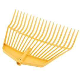 Rekord Leaf Rake Yellow, 20 Curved Tines (Plastic) without Handle - Leaf Rake, Fan Broom, Leaf Sweep, Leaf Fan