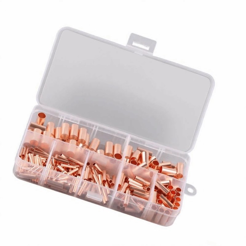 EZBUYGO 250pcs Copper Tubing Connector Kit - 7 Size Mixed