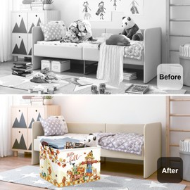 HUUMONSS Happy Thanksgiving Baby Storage Basket Pumpkin Maple Leaf Collapsible Clothes Kids Laundry Hamper Large Boys Girls Gift Toy Box Bin for Nursery Room,Scarecrow,40 * 30 * 30 cm