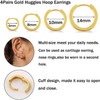 PRETOLE 4 Pairs Gold Huggie Earrings,14K Gold Plated Small Gold