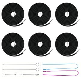 Foonary 6 cordoncini per felpa con cappuccio (nero, 160 cm) + set di ferri da infilare, perfetti come cordoncino per pantaloni da jogging o lacci, robusto cordino per pantaloni/giacche, con terminali