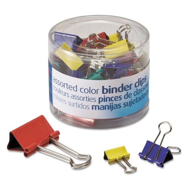 Officemate 31026 Binder Clips, Metal, Assorted Colors/Sizes, 30/Pack
