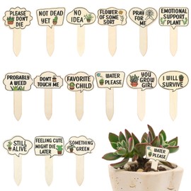 XLIUAX 15 Pcs Funny Wooden Plant Markers, Interesting Garden Plant Labels Tab Cute Plants Signs Stakes for Indoor Outdoor Garden Potted Plants Patio Supplies