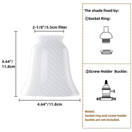 COMPIXIU Ceiling Fan Glass Lampshade Replacement, White Strip Lamp Shades Cover for Light Fixture, 2-1/8'' Fitter, Handblown Glass Shade Globe for Ceiling Fan Light Pendant Light Chandeliers, 3 Pack