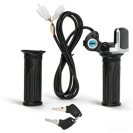 Twist Throttle Ebike Grips Kit Half Twist Speed 48V with Lock Key LED Display 3 Pin Electric Scooter Throttle Waterproof for Motorcycle E Bike Motorcycle mini Bike Bicycle Replacement Parts