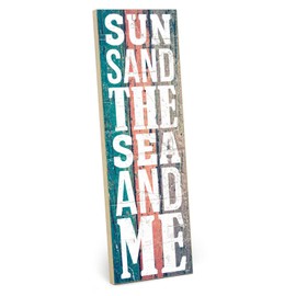 TypeStoff HS-01156 Wooden Sign with Saying - Sun Sand - Vintage Look with Quote as Gift and Decoration on the Theme of Beach, Holiday and Recreation