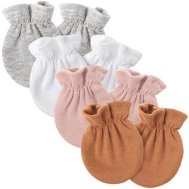 BQUBO Newborn Baby Mittens No Scratch Mittens Double Layered Cotton Elastic Wrist Gloves Infant Toddler Gloves for 0-6 Months Baby Boys Girls