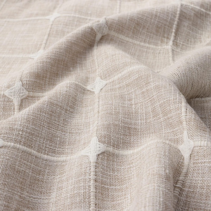 River Dream Farmhouse Linen Textured Shower Curtain with Snap-in Liner