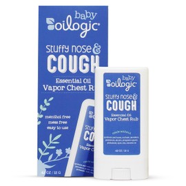 Oilogic Stuffy Nose & Cough Chest Vapor Rub Essential Oil for Babies & Toddlers - Gentle Baby Essentials Soothe Cough & Stuffy Noses - Pediatrician-Tested & Safe for Babies, .42 Oz
