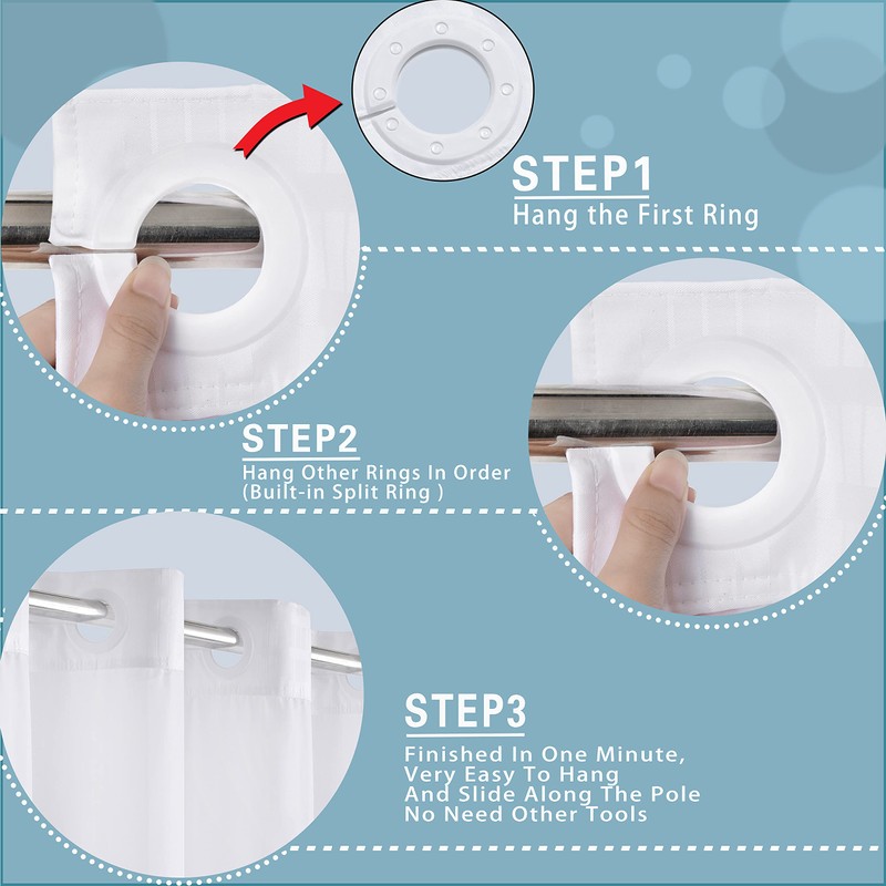 Conbo Mio No Hook Shower Curtain with Snap in Liner
