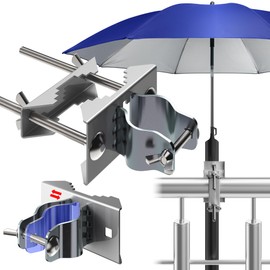 4smile Parasol Holder Balcony Railing - Compact Parasol Holder Balcony Replaces Parasol Stand Balcony - Universal Balcony Umbrella Holder for All Railing Types, Adjustable