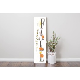 Twisted R Design Welcome Fall Pumpkns and Sunflowers Fall Sign - Unique Vertical Fall Decor Wooden Sign, 24" Hanging/Standing Farmhouse Fall Decor, Directly Printed Home Decorations For Fall, 2ft