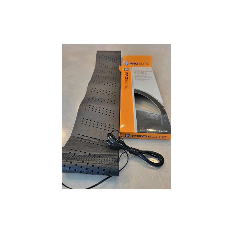 ProElite Black Lace-On Steering Wheel Cover Universal 15 inch