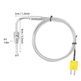 Type K Thermocouple EGT Temperature Sensor 1/8 Inch NPT for Exhaust Gas Temperature Sensor with Tip and Connection 1 m