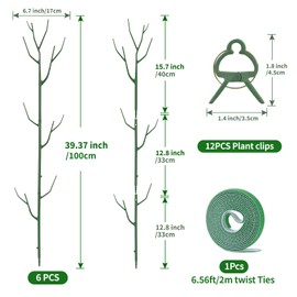 Yhtpouqe 9 Pack Green Plant Support Stakes Plant Stakes for Indoor and Outdoor Plants. 39.37inch Plant Sticks with Extension Poles, Plant Clips,Plant Ties for Potted Monstera Plants, Climbing Plants