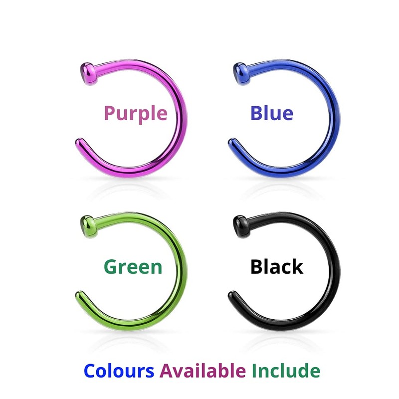 PiercedOff Titanium Black IP over 316L Surgical Steel Nose Hoop