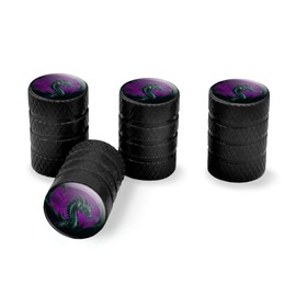 Black Dragon Valve Stem Caps for Tire Rim Wheel Aluminum - Black