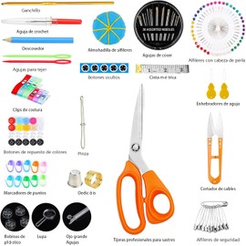 Kit de Costura con 205 Piezas, Portátil Kit Coser Profesional con Tijeras, Dedal, Hilo, Agujas,Cinta Métrica, Caja de Costura para Bricolaje, Inicio, Viaje, Principiantes, Emergencia