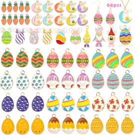 Acuiwer 66 PCS Easter Charms for Jewelry Making Alloy Assorted Enamel Charms Jewelry (Easter-66pcs)