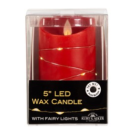 Kurt S. Adler Battery-Operated Flicker Flame Red Fairy Lights Candles, 5-Inches