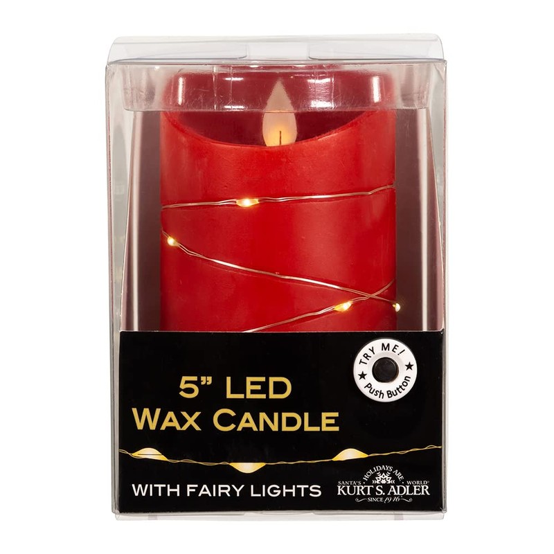 Kurt S. Adler Battery-Operated Flicker Flame Red Fairy Lights Candles,