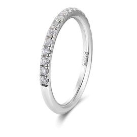 White Gold Wedding Band Platinum Plated Sterling Silver Bling Rings for Women Size 9