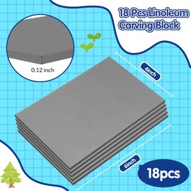 MotiMind 18 Pcs Linoleum Blocks 4 x 6 Inch for Printmaking Rubber Carving Block Soft Gray Linocut Block for DIY Crafting Projects Scrapbook Painting Stamp Maker