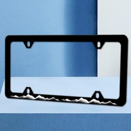 Mountains License Plate Frame Funny Mountain Pattern License Plate Frames Polka Dot Art Auto Accessory Bracket Stainless Steel License Plate Holder with Screws for Women Men 6x12 Inch 4 Holes