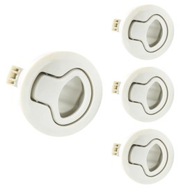 Kyuionty 2" Flush Pull Slam Latch, Plastic Round Boat Latches Hatch Latch Lock for Boat Deck Door Cabinet (4 Pack, White)